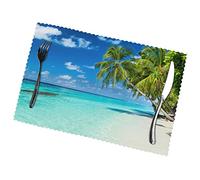 Romantic Beach Placemats 6 Pcs, Print Washable Heat Resistant Non-Slip Table Placemats For Kitchen Restaurant 30cmx45cm
