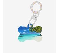 Romantic Beach Printing 1 Pc Dog Bone Shape Id Tags Double Sided with Key Ring Craft for Pets