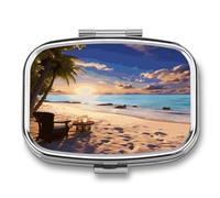 Romantic Beach Weekly AM/PM Pill Organizer.Waterproof Portable Compact Travel Pill Organizers.Small Pill Box for Medicine Holder for Vitamins Medication.