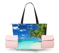 Romantic Beach Women'S Yoga Mat Bag With All-Over Print,Lightweight Polyester Shoulder Gym Bag,Front Open Pocket For Yoga Mat, Towel
