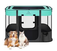 ROMANTIC BEAR Foldable Dog pen,Portable cat pen,Green,S(70 * 55 * 45cm)