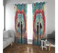 Romantic Beautiful Love Themes Blackout Curtains Lovers Beneath a Celestial Heart Arch Pattern Curtains for Bedroom Thermal Insulated 2 Panels (each W38xL48in)