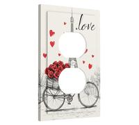 Romantic Bicycle Switch Thermoplastics Red Roses Eiffel Tower Wall Plates for Love Decoration Thermoplastic Wall Plates Standard Size Single Duplex Plug