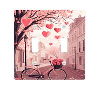 Romantic Bicycles Light Switch Cover Plate/Outlet Covers, Peach Hearts and Flowers for Valentine’s Day Decor, Thermoplastic Wall Plates, Standard Size Double Toggle