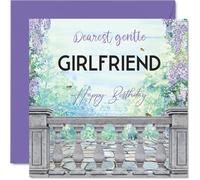 Romantic Birthday Card for Girlfriend - Charming Floral Artwork with a Romantic Twist - Serene Watercolour Blooms and Soft Hues - 145mm Square, Envelope Included