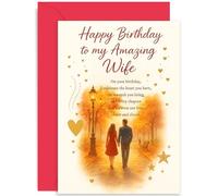Romantic Birthday Card for Wife, 'Amazing' Gift, Heartfelt Graphic Design, for Brother Son Nephew Dad, Blank Inside with Envelope