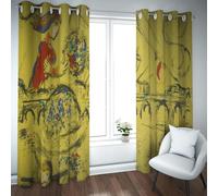 Romantic Blackout Curtains Saint-Louis Island Famous Painting Prints Curtains for Living Room Bedroom Privacy Protection Home Decor Yellow W38xL48in 2 Panels