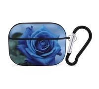 Romantic Blue Rose AirPods Pro Case Cover with Keychain Ring PC Hard Shell Protective Case for AirPods Pro 2nd for Women Men Generation Easy Open Full Drop Protection Cover Black-Style
