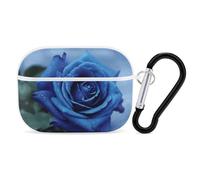 Romantic Blue Rose AirPods Pro Case Cover with Keychain Ring PC Hard Shell Protective Case for AirPods Pro 2nd for Women Men Generation Easy Open Full Drop Protection Cover White-Style