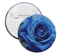 Romantic Blue Rose Tinplate Badge Personalized Round Brooch Large Craft Button Suitable for Teachers, Nurses, Doctors, Staff, Party Gift Accessories, 5PCS, Plastic, plastics