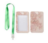 Romantic Botanical Badge Holder with Green Lanyard, Plastic Card Holder, Vertical Cards Protector for Staff, Vertical ID Cards Protector for Student, Nurse Accessories Work Nurse Essentials