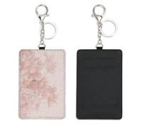 Romantic Botanical Bus Pass Card Holder with Keychain Bus Pass Holder for Men Women with 2 Card Slots Slim Wallet for Nurse Teacher Student Meal Bank Credit Cards Daily Use Travel Essentials