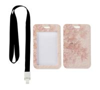 Romantic Botanical ID Card Holders with Black Lanyard, Badge Holder Lanyard, Vertical ID Cards Protector for Work, Vertical Cards Protector for Worker, Nurse Essentials Nurse Accessories