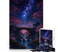 Romantic Bridge with Waterfall And Starry Sky 1000 Piece Jigsaw Puzzle for Teenagers Strong Logic Toy Serene Time Clear Edge Creative Gift (38x52cm)