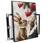 Romantic Bunny Couple Art Vintage Valentines Day Print Valentine's Day Gifts Valentines Rabbit Wall Art Spring Decor Bedroom Romance Wall decor Living Room Accent, Framed
