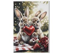 Romantic Bunny Couple Art Vintage Valentines Day Print Valentines Rabbit Wall Art Spring Decor Valentine's Day Gifts Bedroom Romance Wall decor Living Room Accent, UnFramed