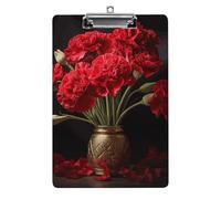 Romantic Carnation Clipboard, A4 Acrylic Clipboard with Hanging Hole, Ultra-Light Clip Board - Holds 100 Sheets, Shatterproof Document Holder for Office, 12.5" X 8.5"