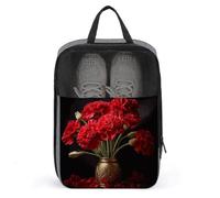Romantic Carnation Shoe Bag Waterproof & Breathable Shoe Pouch for Travel, Portable Carry Case for Sports Sneakers, Gym, Vacation