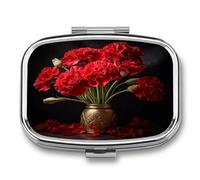 Romantic Carnation Weekly AM/PM Pill Organizer.Waterproof Portable Compact Travel Pill Organizers.Small Pill Box for Medicine Holder for Vitamins Medication.