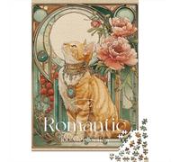 Romantic Cat Art Print-5 Jigsaw Puzzles Puzzle for Adults Kids. 1000 Pieces Impossible Challenge Toy Educational Game Home Decoration for Adults& Kids Age 14 Years Up 52x38cm/1000pcs