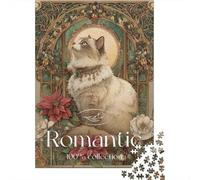 Romantic Cat Art Print-7 Jigsaw Puzzles Puzzles for Adults Kids. 1000 Piece Impossible Challenge Toy Educational Games Home Decoration for Adults& Kids Age 14 Years Up 70x50cm/1000pcs