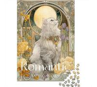 Romantic Cat Art Print Jigsaw Puzzles Puzzles for Adults Kids. 1000 Pieces Whimsical Challenge Toy Educational Games Home Decoration for Educational Games Gifts 38x26cm/1000pcs