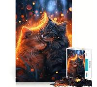 Romantic Cat Couple 1000 Pieces Jigsaws Adults Puzzles Think Smart Toy Home Activity Smooth Cut Xmas Surprise (50x75cm)