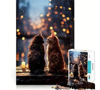Romantic Cat Couple Jigsaw Puzzles 1000 Pieces for Adults Memory Gain Anxiety Relief Design Assembly Artistic Gift (50x75cm)