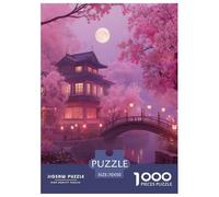 Romantic Cherry Blossoms Jigsaw Puzzles Puzzle for Adults Kids. 1000 Pieces Japan Impossible Challenge Toy Educational Game Home Decoration for Adults& Kids Age 14 Years Up 70x50cm/1000pcs