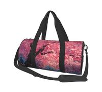 Romantic Cherry Blossoms Print Round Duffel Bag, Canvas Overnight Travel Tote Bag, Waterproof and Tear-Resistant.Foldable Weekend Travel Bag