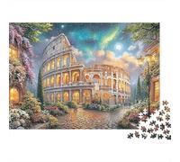 Romantic Colosseum Night Jigsaw Puzzles for Adult Educational Game The Impossible Challenge 1000 Pieces Cute Difficult Hard Jigsaw Puzzles for Man And Woman with Letters on Back 70x50cm/1000pcs