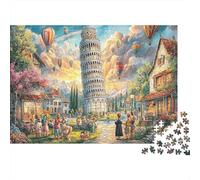 Romantic Colosseum Street Scene 1000 PCS Recycled Cardboard Leaning Tower of Pisa Jigsaws Anxiety Reducer Wall Decoration Eco Friendly Home Decor 52x38cm/1000pcs