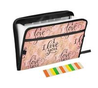 Romantic Confession I Love You Folder with Pocket 13 Pockets A4 Letter Size with Zipper Closure for Office Supply File Pocket Folder para guardar documentos