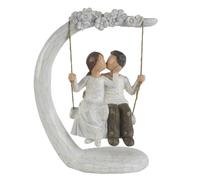 Romantic Couple Figurines in Love, 9" Hand Painted Sweet Loving Together Couple Sculpture Statue to Remember Beautiful Moment, Best Gifts for Valentine's Day Anniversary Weddings
