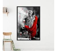 Romantic couple paintings, red dress woman posters and prints, modern minimalist wall art, perfect for home decor mural 60x80cm Frameless