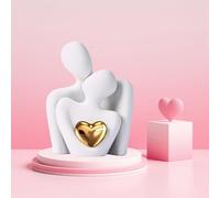 Romantic Couple Statue - Secret Santa Gift, Christmas Stocking Fillers, Abstract Sculpture Small Shelf Ornaments Anniversary Wedding Birthday Gifts for Her Women Girlfriend Bride Groom Couples