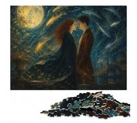 Romantic Couple Surrounded by Golden Fish Jigsaw Puzzle, 1000 Pieces | During puzzle time: Jigsaw Puzzle - colour and shape clues for organised assembly at your own pace.
