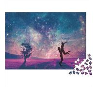 Romantic Couple Under Stars 1000 Pieces Puzzles Colorful Starry Night Dancer Home Decoration Decompression Jigsaw for Men And Women Challenging Puzzles Jigsaw Puzzles for Adults 52x38cm/1000pcs