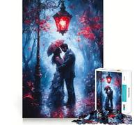 Romantic Couple Under Streetlight Jigsaw Puzzles for Adults1000 Piece Mind Game Toy Anxiety Relief Neat Cut Art Collectible (38x26cm)