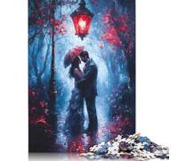 Romantic Couple Under Streetlight Puzzles 500 Pieces Wooden Puzzles Puzzle Jigsaws for Adults for Adults& Teens Age 12 Years Up 500pcs (52x38cm)