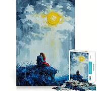 Romantic Couple Under The Moon Painting Jigsaw Puzzles for Adults 1000 Pieces Brain Skill Relaxed Mind Exact Edge Art Collection Piece (38x52cm)