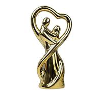 Romantic Couples Statue - Modern Ceramic Home Decor, Abstract Affectionate Art Sculpture, Passionate Embrace Figurine, Gold Accent for Living Room Decoration
