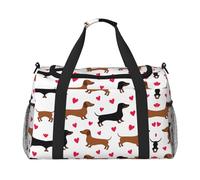 Romantic Dachshunds Hand Travel Bag - Large Reusable Shopping Bag, Ideal for Camping, Sports, Gym, and Outdoor Activities