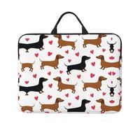 Romantic Dachshunds Print 14in Laptop Case Sleeve Bag, Portable Handle for Business Trip, Commuting, Fits Notebook & Tablet