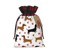 Romantic Dachshunds Print Drawstring Bags, Candy Snack Bag, Reusable Holiday Pouches for Wrapping & Storage M