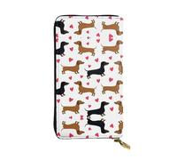 Romantic Dachshunds Print Leather Long Clutch Wallet for Women â€“ Fashionable with Multiple Card Slots, Coin Pocket, Black, One Size