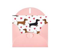 Romantic Dachshunds Print Shimmer Blank Greeting Cards with Envelopes, Elegant DIY Invitations,Thank You Notes