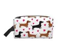 Romantic Dachshunds Print Storage Bag – Large Travel Cosmetic Makeup Bags, Portable Pouch Organizer for Toiletries, Accessories