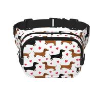 Romantic Dachshunds Square Double-Layer Waist Bag Chest Bag Crossbody Bag Running Travel Hiking Waist Bag