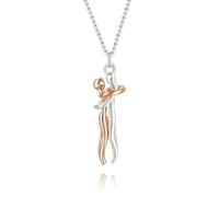 Romantic Dancing Couple Pendant Necklace, Sterling Silver and Rose Gold Two-Tone, Fashion Accessories for Valentine's Day Gift (rose gold)